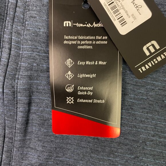Travis Mathew Havasu 1/4 Zip Pullover Men's Large Indigo Black Golf Performance - Picture 7 of 13